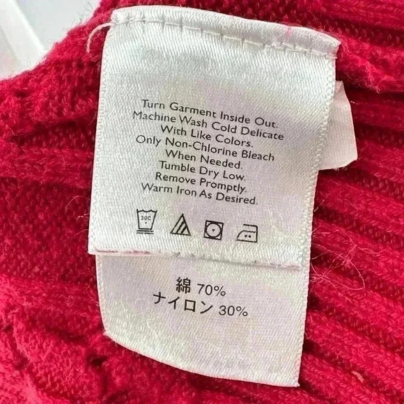 Eddie Bauer womens sweater size L red cable knit v neck holiday academia - Picture 8 of 11